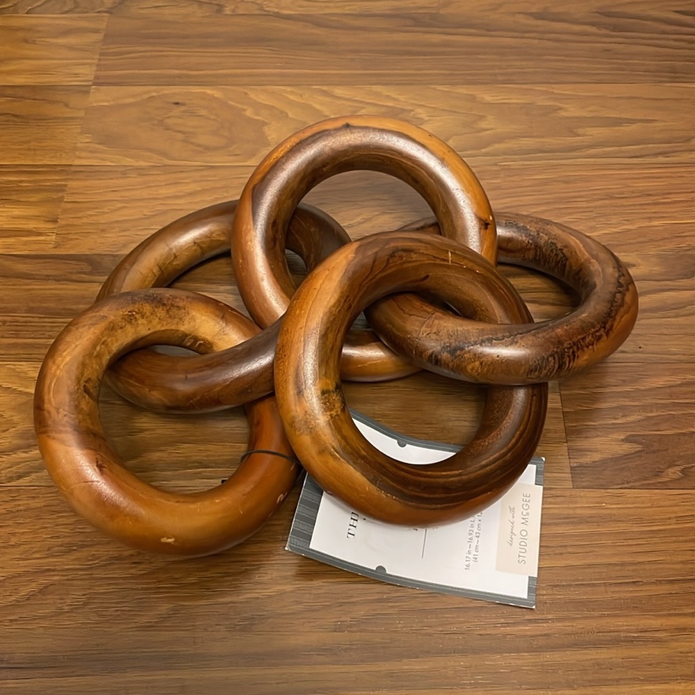 Studio McGee Threshold Teak Wood Round Chain